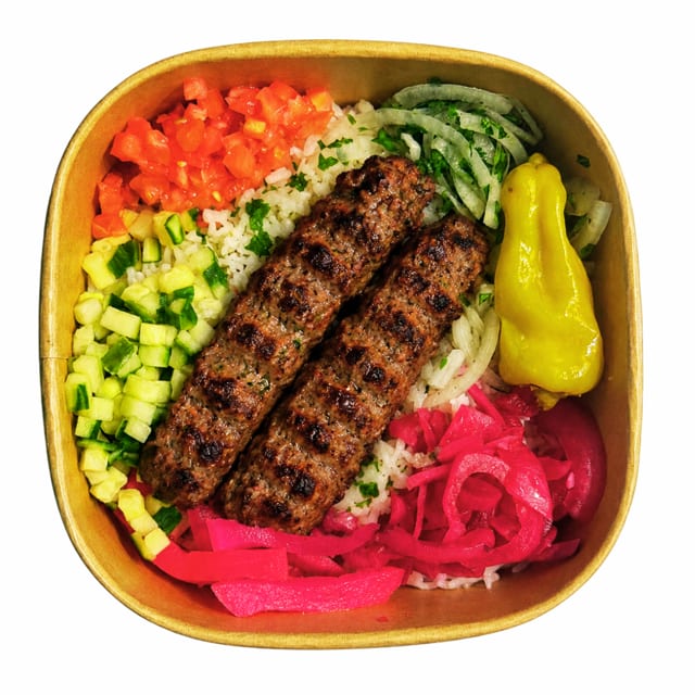 GROUND LAMB KABOB PLATTER.